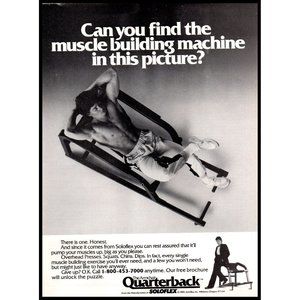 1985 Soloflex Armchair Quarterback Vintage Print Ad Bodybuilding Fitness Art